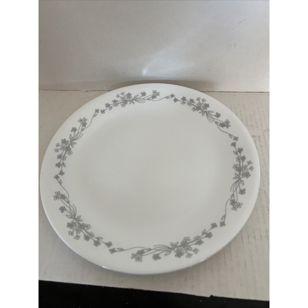 Corelle Ribbon Bouquet Dinner Plates Set of 2 Gray Flowers 10.25" Round